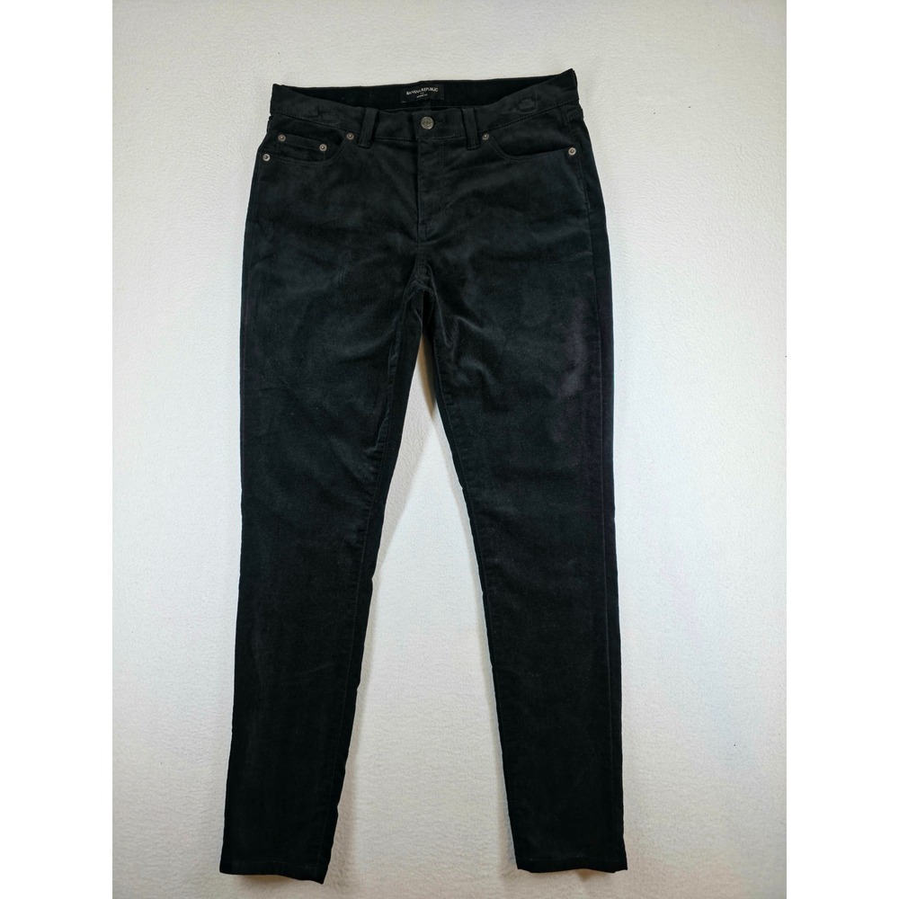 Banana Republic Skinny Fit Black Velvet Pants Women 28/6R Stretch Five Pocket